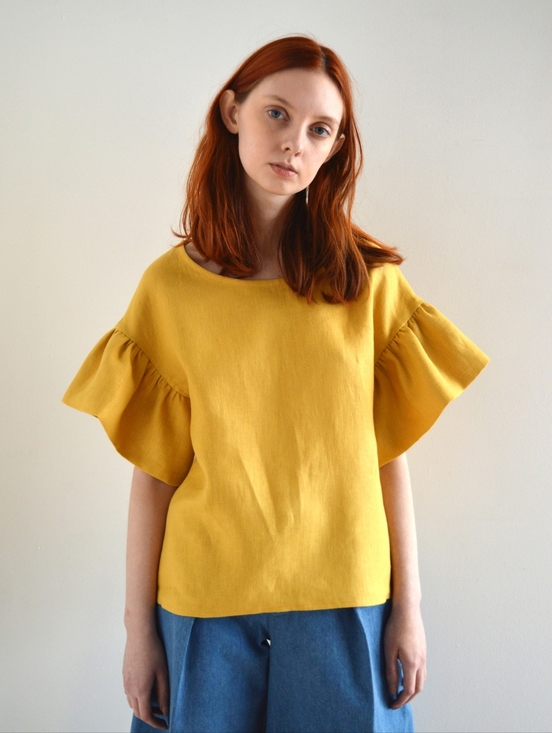 Eliza Faulkner Linen Raffi Top in Brown - Picture 3 of 9